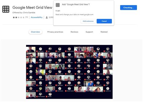 google meet pic in grid, Meet erweiterung adds. Grid view google meet