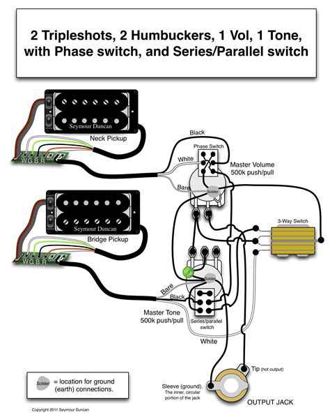 guitar wiring diagram 2 humbuckers 1 volume 
