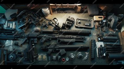 gun under a table