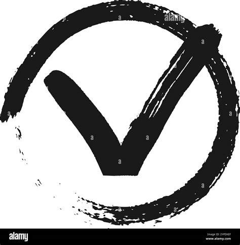 hand drawn check mark circle, Hand drawn check mark and circle highlighter set stock vector