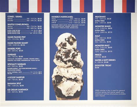 handel ice cream menu