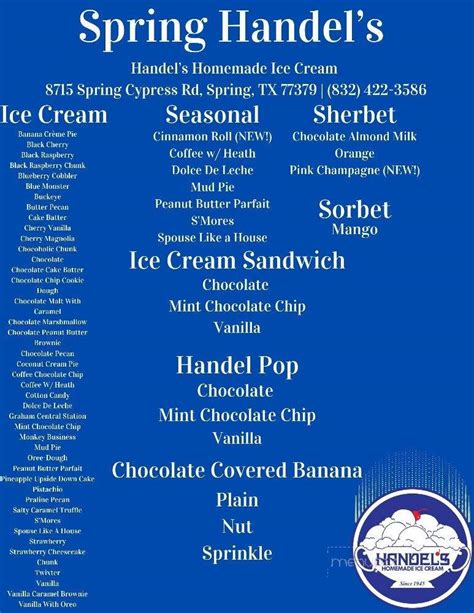 handles ice cream menu