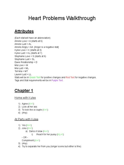 Heart Problems Walkthrough Guide