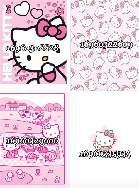hello kitty icon roblox id, Hello kitty logo signs and cafe menu decals for bloxburg on roblox