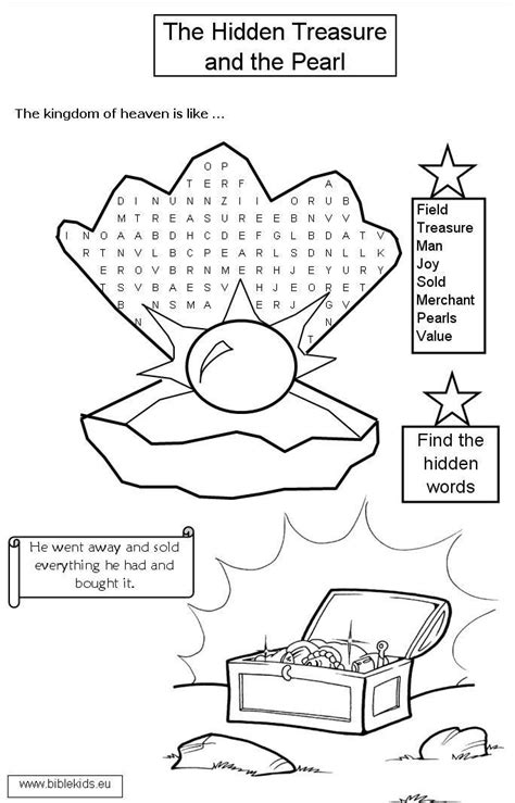 hidden treasure coloring pages, Parable of the hidden treasure coloring page