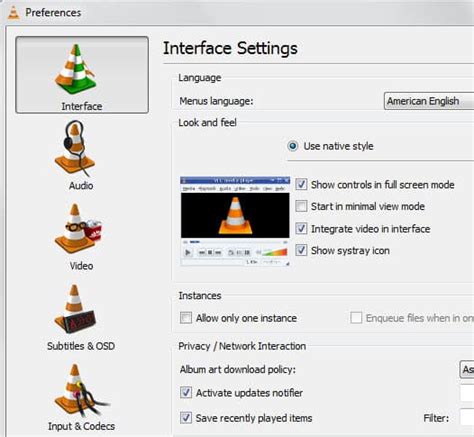 hide recently played items vlc player, Vlc media player