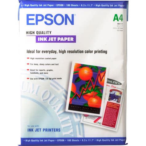 high quality inkjet printer paper, Epson high quality inkjet paper s041117 b&h photo video. Paper inkjet epson quality high a4 sheets acid key features