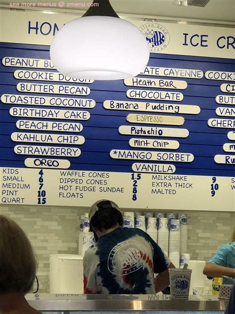 hilton head ice cream menu