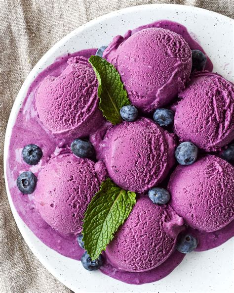 homemade blueberry ice cream with machine