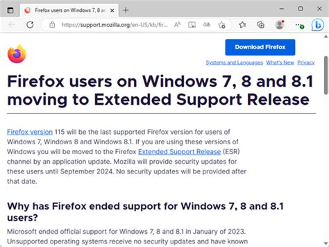 how long will firefox support windows 7, Firefox takes a long time to be responsive on first start. Le support de firefox sur windows 7 prolongé jusqu'en 2024