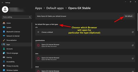 how to change opera gx default browser, If design