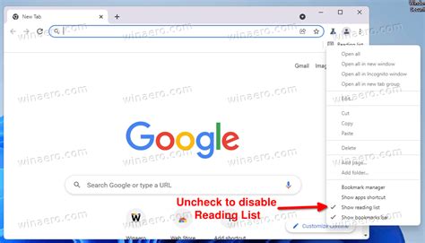 how to disable reading list in google chrome, Reading flags appears. How to disable or remove reading list from google chrome