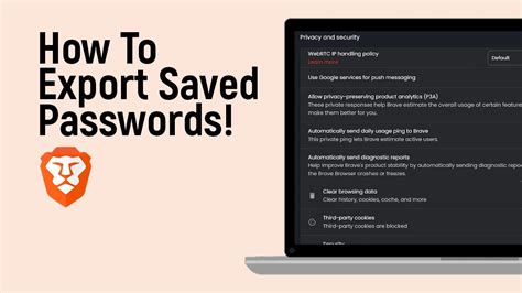 how to export passwords from brave browser, Passwords browser brave import firefox click dots aligned vertically three next. How to import passwords into chrome, edge, firefox & brave