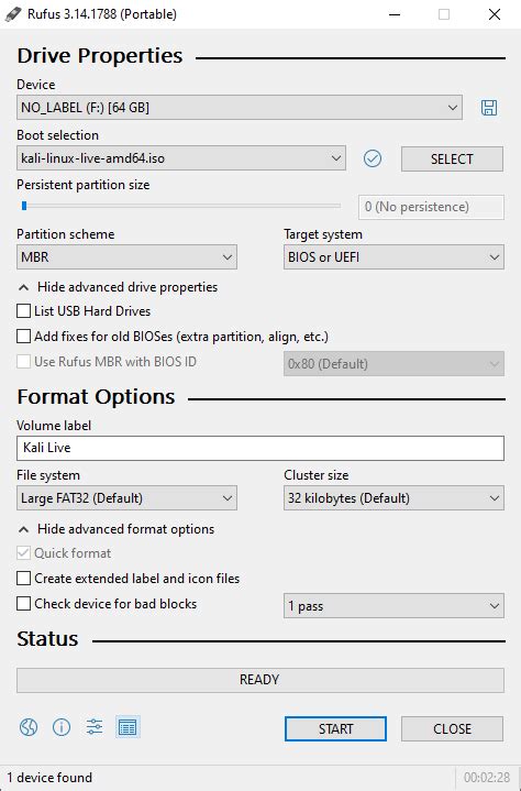 how to install kali linux with rufus, Installare kali linux con encrypted persistence su chiavetta usb