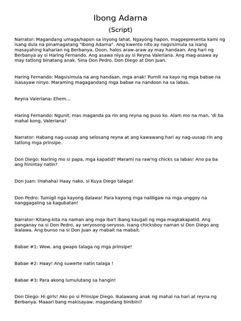 ibong adarna script for play, Ibong adarna full script