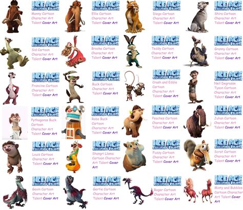 ice age movie animals list with pictures