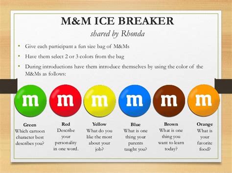 ice breakers with m&ms