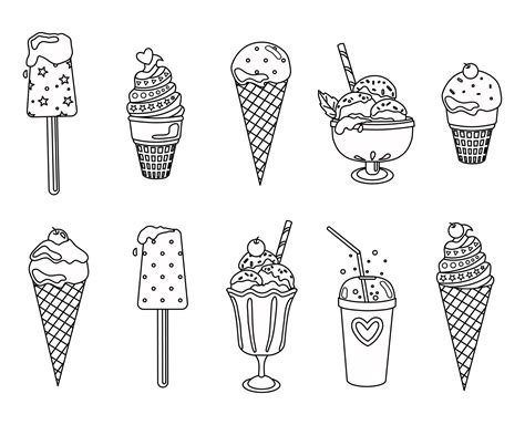 ice cream black and white