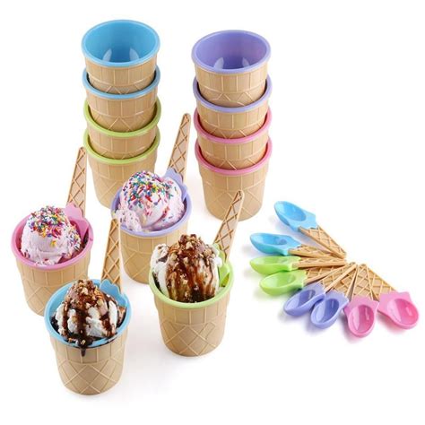 ice cream bowls and spoons