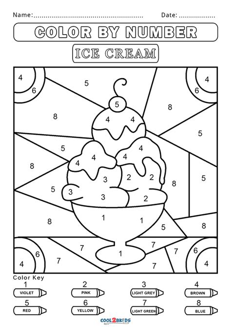 ice cream color by number