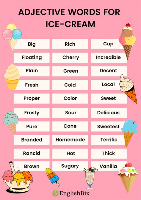 ice cream descriptive words
