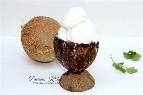 ice cream in coconut shell