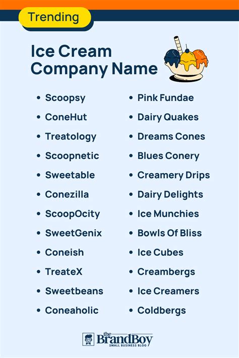 ice cream name ideas