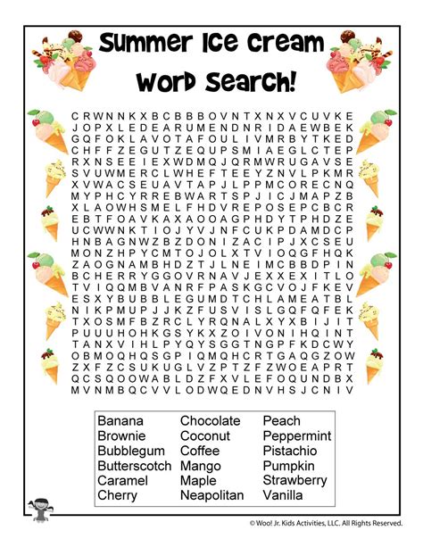 ice cream word search