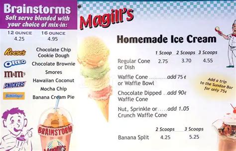 ice cream world menu