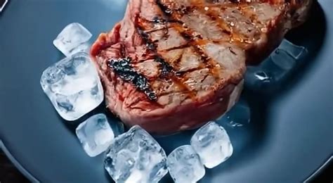 ice cube on steak when grilling
