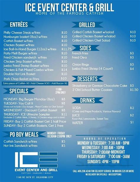 ice event center and grill menu
