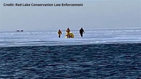 ice fishermen stranded on red lake