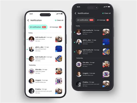 in mobile-app notification design ui, Notifications screen 📱 on behance