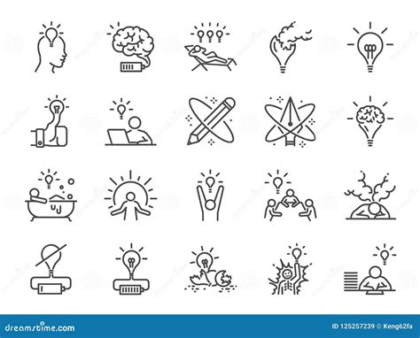 inspiration and creativity icon, Creativity icons set for inspiration idea vector image