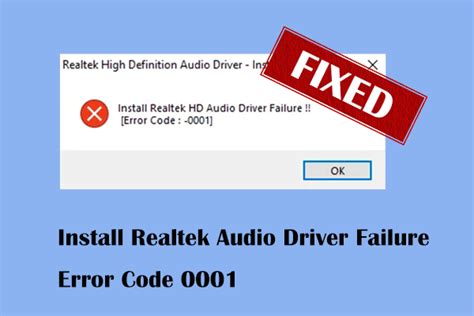 install realtek audio driver error code -0001, Fix: “install realtek hd audio driver failure!! [error code: