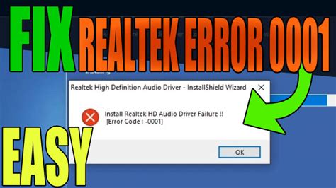 install realtek hd audio driver failure 0001, Solved: install realtek hd audio driver failure error