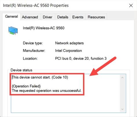 intel wifi driver error code 10, Wifi code 10 error |intel r wireless ac 9560 160 mhz issue.