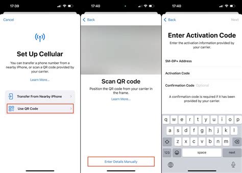 iphone enter activation code, How to activate an esim with activation code and sm-dp+ address on iphone