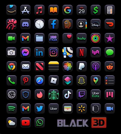 iphone icons with black background, Minimal ios14 apps sold. Black minimal iphone ios14 app icons 50 unique icons