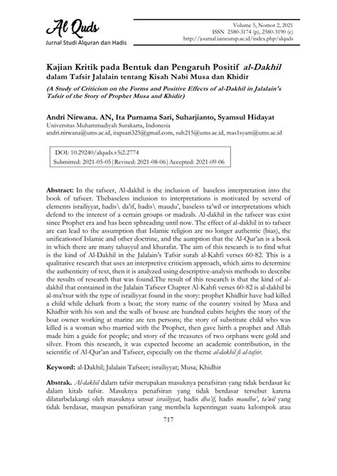 Kajian Kritik pada Bentuk dan Pengaruh Positif al-Dakhil PDF Download