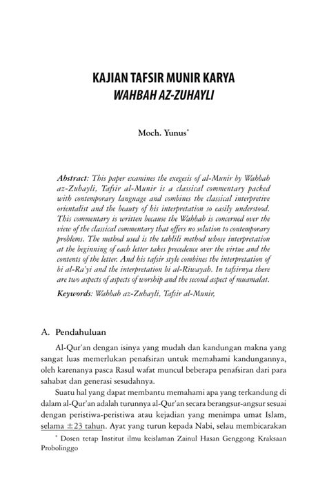 KAJIAN TAFSIR MUNIR KARYA WAHBAH AZ-ZUHAYLI PDF Download