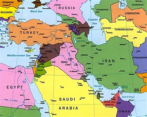 karta över mellanöstern
