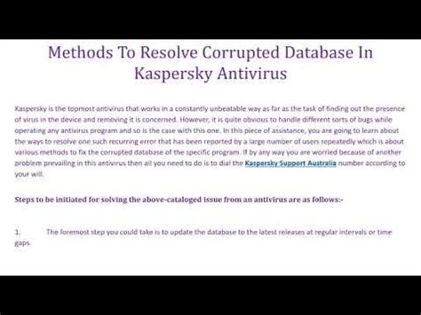 kaspersky database corrupted, Database update stuck at 80%