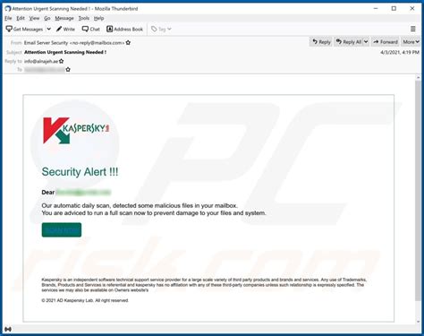 kaspersky email scam, 