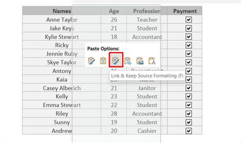 keep source formatting and link data, Paste in powerpoint keep source formatting