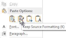keep source formatting paste option, Paste in powerpoint keep source formatting
