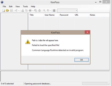 keepass failed to load the specified file, Keepass: failed to load the specified file! error fix