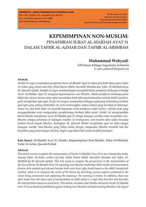 KEPEMIMPINAN NON-MUSLIM DALAM TAFSIR AL AZHAR KARYA â PDF Download