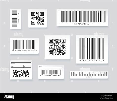 label with barcode and qr code, Qr barcode labels codes code label vector bar. Qr codes and barcode labels. stock vector