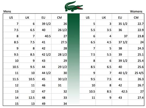 Lacoste Medium Size Chart